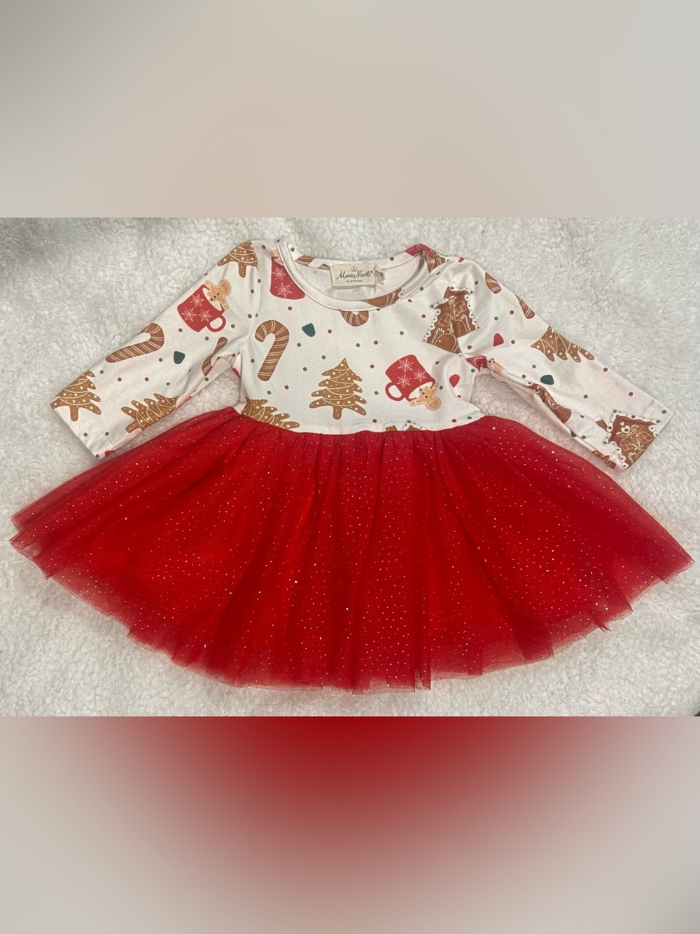 Marie Nicole 3XS Girls Gingerbread Christmas Tulle Dress Holiday